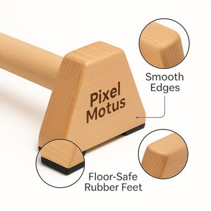 Wooden Push Up Bars – Solid Wood Parallettes with Ergonomic Wrist-Friendly Handles & Non-Slip Rubber Feet – Push Up Handles for Calisthenics, L-Sits, Dips, Handstands & Strength Training