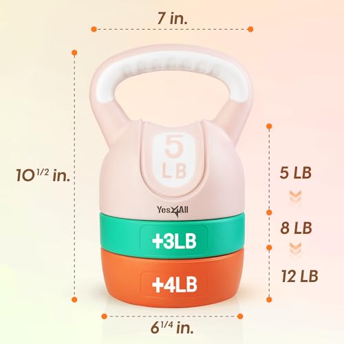 Yes4All Kettlebell Sets - Adjustable Kettlebell Set for Strength Training - Kettlebells Adjustable Weight for Versatile Workouts - color: B. Pastel, style: A. Single