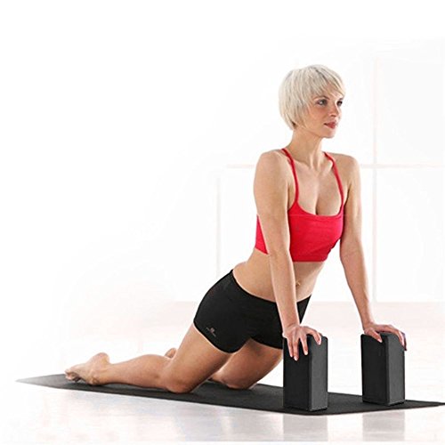 Yoga Blocks Black 2 Pack Supportive Latex-Free EVA Foam Yoga Blocks Set,9"x6"x3" Non-Slip Surface High Density Lightweight Yoga Blocks for Pilates Exercise Stretching Meditation - color: Black