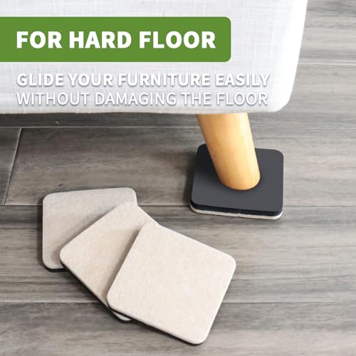 Furniture Sliders for Carpet and Hardwood, 16 PCS 3 1/2", Beige - size: Square 16 PCS 3 1/2'' Beige