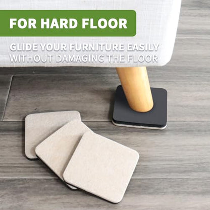 Furniture Sliders for Carpet and Hardwood, 16 PCS 3 1/2", Beige - size: Square 16 PCS 3 1/2'' Beige