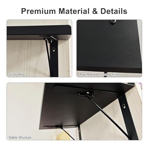 Yoga Mat Holder Wall Mount, Wall Mounted Yoga Mat Storage Rack with Shelf & Hooks, Home Gym Yoga Accessory Organizer for Mats, Foam Roller, Bands & Workout Equipment