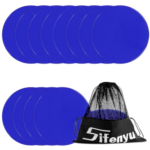 Spot Markers 4inch 9inch Rubber Agility Dots Flat Cones Non Slip Sports Dots Floor Spots Agility Markers for Kids Soccer Football Basketball Speed Agility Training - style: 12pcs Blue 9inch