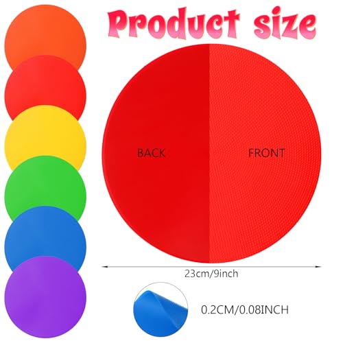 18-Piece Spot Markers for Sports, 9-Inch Rubber Circles for Gym & Training, Non-Slip Poly Spot Markers for Soccer, Basketball, Agility Drills & Classroom Activities