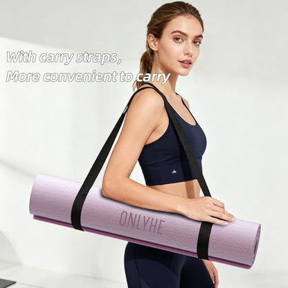 Wide Yoga Mat Thick(10mm) Exercise Mat Non Slip Anti-tear,72"x35" Extra Large Pilates Mats for Home Workouts, Gym & Floor Stretching with Carrier Strap