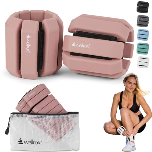 Weighted Bangles – Adjustable Ankle and Wrist Weights for Women & Men – Set of Ankle Weights 2 lbs (1 lb Each Wrist Weight) | Weighted Arm Bands for Pilates, Yoga, Running & Walking - color: Dusty Rose