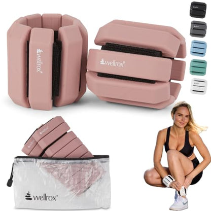 Weighted Bangles – Adjustable Ankle and Wrist Weights for Women & Men – Set of Ankle Weights 2 lbs (1 lb Each Wrist Weight) | Weighted Arm Bands for Pilates, Yoga, Running & Walking - color: Dusty Rose