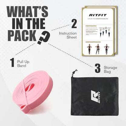 RitFit Pull Up Assist Band - Premium Resistance Band for Pull Up Assistance, Resistance Training, Body Stretching, Powerlifting, Mobility Training - color: Pink