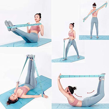 Elastic Stretching Strap with 11 Loops, Multi-Loop Yoga Stretching Strap Elastic Exercise Band, Improve Flexibility Arm Leg Stretching Strap Home Gym Equipment for Physical Therapy Pilates Gymnastics