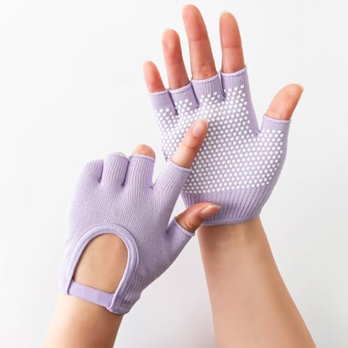 Non-Slip Fingerless Yoga Gloves – Ideal for Pilates, Barre, Air Yoga, and Fitness Workouts – Breathable Fabric with Enhanced Grip for Stability