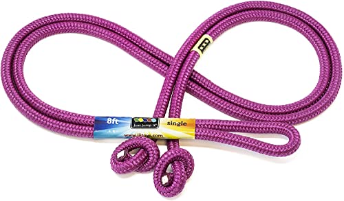 Just Jump It 8' Foot Single Jump Rope for Kids Women and Men - Active Outdoor Youth Fitness Excersing Equipment - Braided Nylon Gym Accessories - color: Raspberry