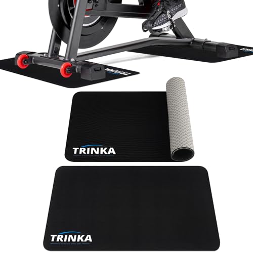2PCS Exercise Bike Mat for Carpet & Hardwood Floors, Non-Slip Workout Mat for Bike Trainer Compatible with Stationary Spin Bike, Concept 2 Rowing Machine