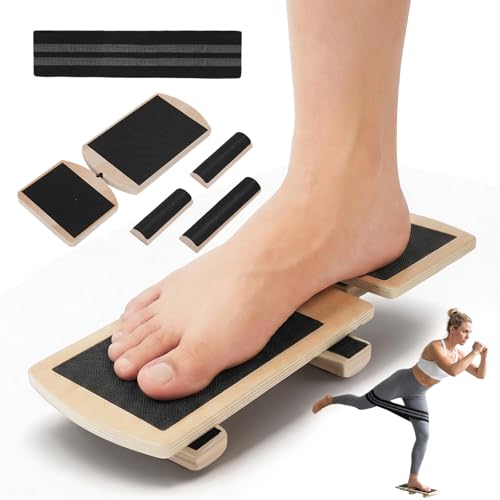 Balance Board Ankle Balance Trainer(with Resistance Band), Slant Board for Calf Stretching&Ankle Strengthener, Multi-Function Axis Board for Stability, Physical Therapy, Injury Recovery&Home Fitness
