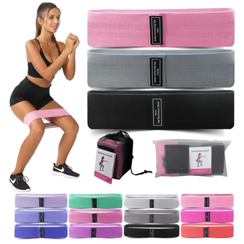 3 Booty Bands Pilates Flexbands Hip Thigh Glute Bands Set Stretch Exercise Bands Fabric Elastic Exercise Resistance Band for Working Out Legs Bands with Workout Bands Guide.
