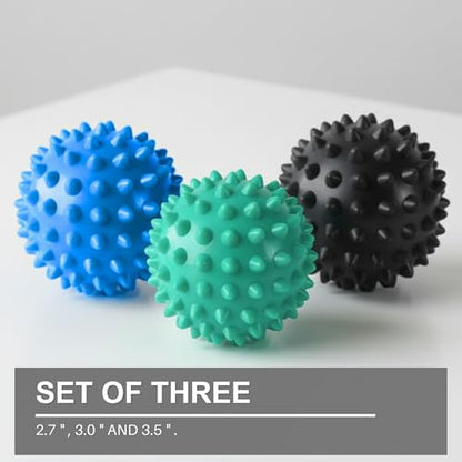 LEZER Spiky Massage Ball, Trigger Massage Point, Plantar Fasciitis, Deep Tissue Myofascial Release Tool, Foot Massager, Muscle Knot Relief, Physical Therapy, Set of 3 - style: 03－set of 3；2.7 In, 3.0 In, 3.5 in