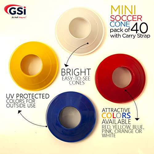 GSi Sports Training Cones for Agility Drills – Soccer & Basketball Multi-Sport Field Markers, Durable Flexible Cones in Multiple Shapes & Packs (20–80 Pack) - style: Mini - 40 Pack