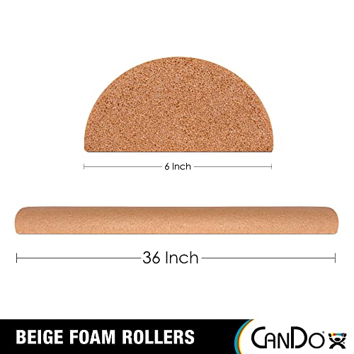 CanDo Beige PE Foam Rollers for Muscle Restoration, Massage Therapy, Sport Recovery and Physical Therapy 6" x 36" Half-Round