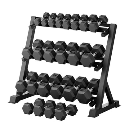 RitFit Rubber Hex Dumbbell Set with Storage Weight Rack - style: 780 LBS(5-60LB)