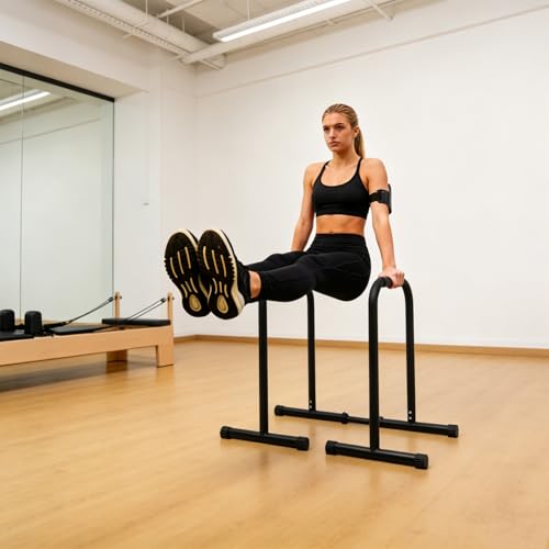 Pull Up Bar Station, Triangular 440LBS Stable Pull Up Dip Station for Home Gym, Adjustable Height Strength Training Equipment with Parallel Bars | FED Fitness