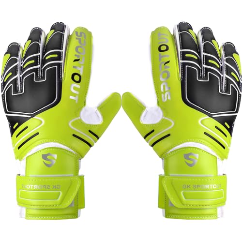Sportout Youth&Adult Goalie Goalkeeper Gloves,Strong Grip for The Toughest Saves, with Finger Protect & 4+3MM Latex to Give Splendid Protection to Prevent Injuries,4 Colors