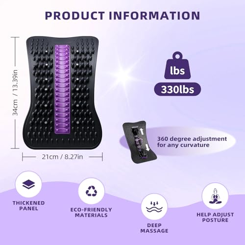 Adjustable Back Stretcher for Lower Back Stretching,Manual Spinal Decompression Board for Daily Use,Portable Lumbar Stretch Tool for Home Office & Travel.