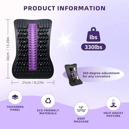 Adjustable Back Stretcher for Lower Back Stretching,Manual Spinal Decompression Board for Daily Use,Portable Lumbar Stretch Tool for Home Office & Travel.