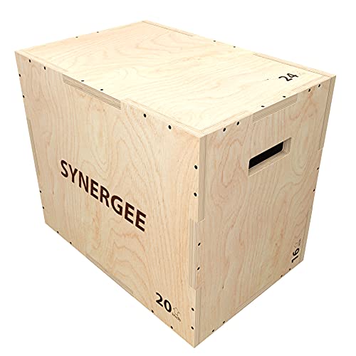 Synergee 3 in 1 Wood Plyometric Box for Jump Training and Conditioning. All in One Jump Trainer. Sizes 30/24/20, 24/20/16, 20/18/16, 16/14/12 - color: Wood Plyo - 24/20/16
