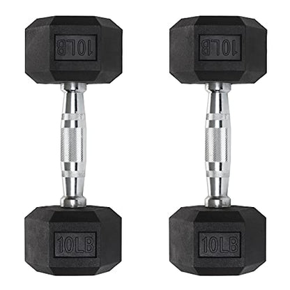 Iron Crush Hex Dumbbells - Heavy Duty PVC Coated Weights, Chrome-Plated Knurled Handles - Workout, Exercise, Lifting, Body Building Home Gym Training Gear - 3 Lb to 50Lb Options - Sold in Pairs - color: 10LB, PAIR