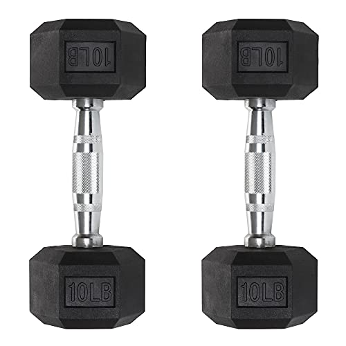Iron Crush Hex Dumbbells - Heavy Duty PVC Coated Weights, Chrome-Plated Knurled Handles - Workout, Exercise, Lifting, Body Building Home Gym Training Gear - 3 Lb to 50Lb Options - Sold in Pairs - color: 10LB, PAIR
