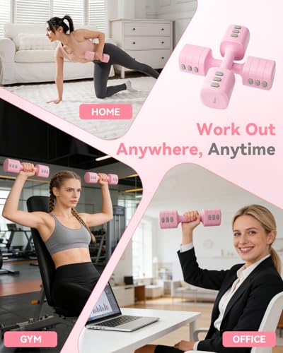2-in-1 Adjustable Dumbbell & Kettlebell Set for Women (1.1-12.1 lbs), Quick-Change Free Weights for Home Gym, Pilates & Full Body Workout - color: Black, style: Set