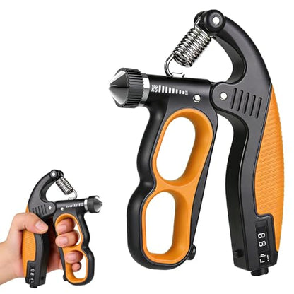Hand Gripper Strengthener, 22-330LB Adjustable Resistance Grip Strength Trainer with Counter, Forearm Exerciser for Injury Recovery and Muscle Building - color: Orange