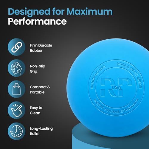 Massage Lacrosse Balls for Deep Tissue Muscle Relief – Myofascial Release & Trigger Point Therapy for Muscle Knots, Back, Feet, Neck & Shoulders – Firm Rubber Mobility Ball Set (2 Pack)