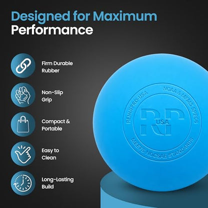 Massage Lacrosse Balls for Deep Tissue Muscle Relief – Myofascial Release & Trigger Point Therapy for Muscle Knots, Back, Feet, Neck & Shoulders – Firm Rubber Mobility Ball Set (2 Pack)