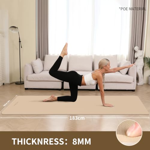 Extra Wide & Thick 8mm Yoga Mat, 72"x31.5" - color: Milk Coffee