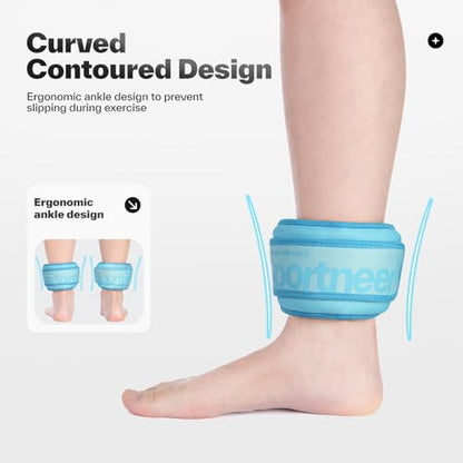 Sportneer Ankle Weights 0.5/1/2/3/5 LBS 1 Pair Wrist Leg Arm Weights for Women Men Kids Child with Adjustable Straps, Strength Weighted for Jogging Running Walking Fitness Gym Workout