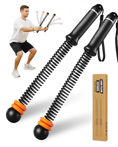 Saker Ropeless Battle Ropes Cordless Workout Rope, Adjustable Weighted Inertia Training Equipment, Portable Battle Rope Alternative for HIIT Strength Cardio, Quiet Home Gym Fitness Equipment