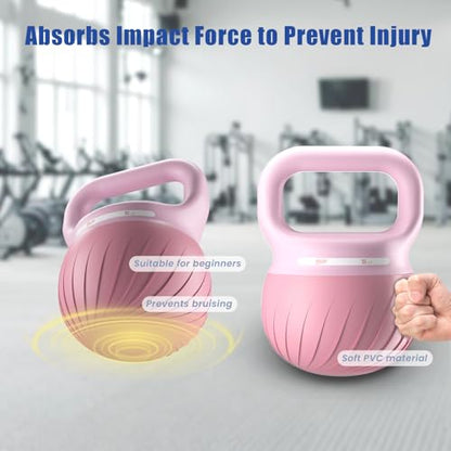 YYJO Soft Kettlebell - Shook Resistance Base Anti-Slip, Wide-Grip Handle 5/10/15 LBS Weights Strength and Safety for Women and Men Workout- Color Coded - color: 10LBS-Pink