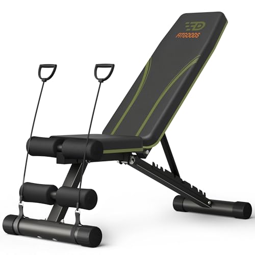 Adjustable Weight Bench for Home Gym, Foldable 700LBS Workout Bench with 9 Backrests, Multi-Purpose Bench Press for Incline Decline Flat with Fast Adjustment (2 resistance bands)