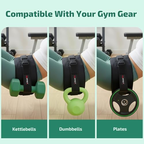 Hip Thrust Belt for Dumbbells, Kettlebells & Plates – ThrustFlex Booty Belt for Hip Thrust with Anti-Slip Neoprene Pad, Adjustable Glute Bridge Belt for Heavy Home Gym Workouts, Supports 400 lbs