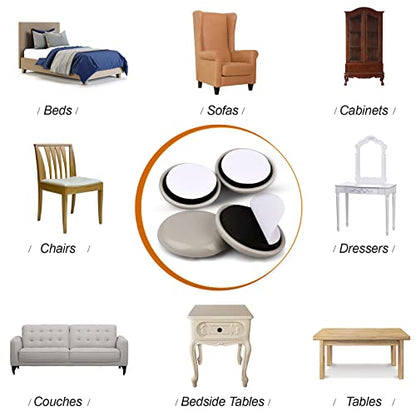 1-1/4" Furniture Sliders for Carpet & Hardwood Floors, 24PCS Furniture Pads for Quickly and Easily Move Any Item and Protect The Floor