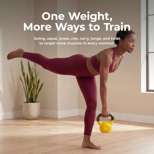 Sunny Health & Fitness Vinyl Coated Kettlebell for Strength Weight Training & Swinging Exercise - In 5, 10, 15, 20, 25 Pound - style: 10 Pound