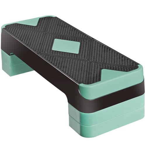 F2C 26.5 Inches Step Aerobics Stepper Platform with 3 Risers, Home Gym Workout Equipment, Fitness Exercise Equipment, Exercise Workout Stepper - color: Green