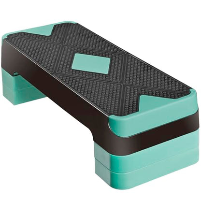 F2C 26.5 Inches Step Aerobics Stepper Platform with 3 Risers, Home Gym Workout Equipment, Fitness Exercise Equipment, Exercise Workout Stepper - color: Green