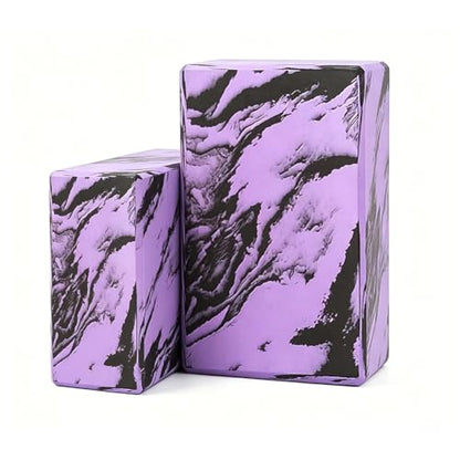 Yoga Blocks 2 Pack, Lightweight Premium EVA Foam Yoga Blocks, Non Slip Supportive Foam Blocks for Yogi, Pilates, Stretching and Meditation, Women Men Yogi Beginners Accessories - color: Purple Black