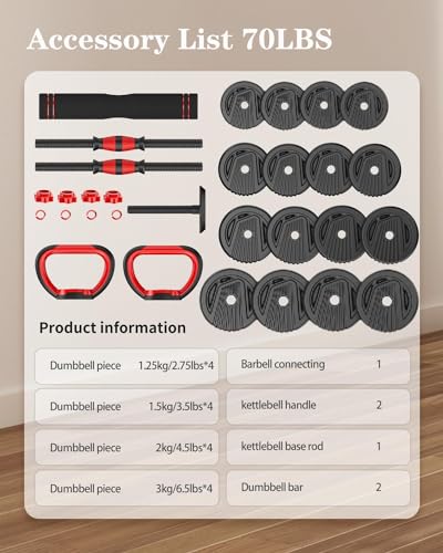 Adjustable Dumbbell set,20/30/45/70/90lbs Free Weight Set - style: 70LB(35LB Pair)