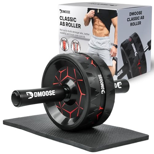 DMoose Fitness Ab Roller Wheel with Elbow Support & 2 Knee Pads - Abdominal Exercise Trainer for Core Strength Training - Ultimate Abs Workout Equipment for Home and Gym - Ab Machine for Men & Women - color: Classic Ab Roller