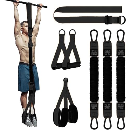 Resistance Bands Set for Pull Up Bar, Exercise Bands with Handles, Home Gym Workout Equipment, Pilates Fitness Resistance Bands, Lifting Straps for Pull Ups, Doorway Pull Up Bar Accessory