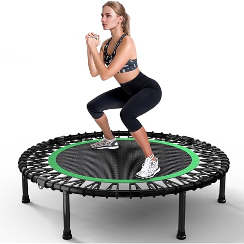 40"/48" Rebounder Trampoline for Adults with Bungee Cords, Exercise Rebounder for Adults Indoor/Outdoor Workout, Max Load 450/550 LBS - color: Green-40in