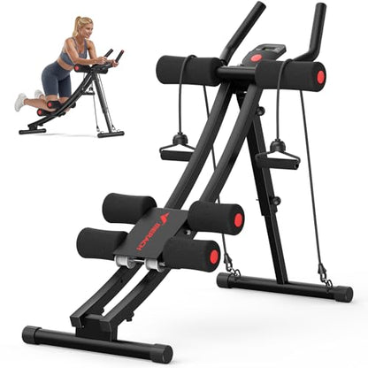 MERACH Ab Machine, Adjustable Dual Track Ab Trainer, Ab Workout Equipment - color: BALCK&RED