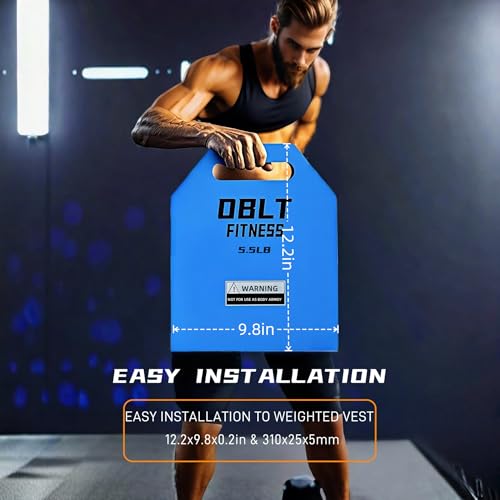 OBLT Weight Vest Plates - Vest Plates for Full-Body Strength Training, 5.5/9.3/14/19 LBS Weighted Vest Plates Suitable Crossfit,Outside and Fitness Man& Women Training - color: Blue